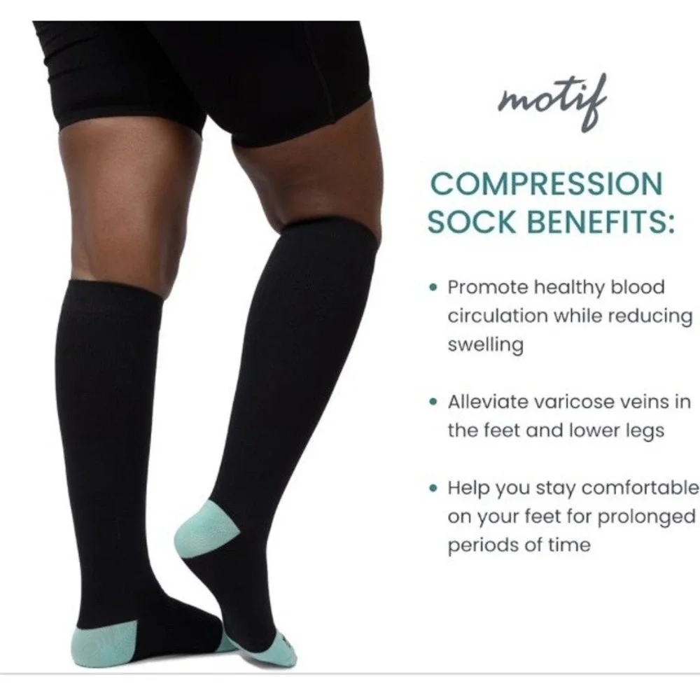 Motif Medical Black Maternity Compression Socks‎ 20-30mm Mercury Size Medium NWT